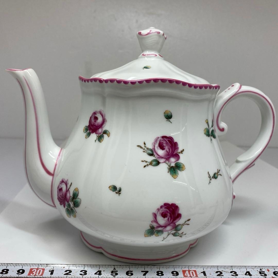 リチャードジノリアンティックローズティーポットL幅約22㎝東な6-0924 1F