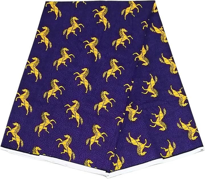 KINOKINO アフリカ布 アフリカンプリント アフリカンファブリック 生地 馬(D コットン約270cm)