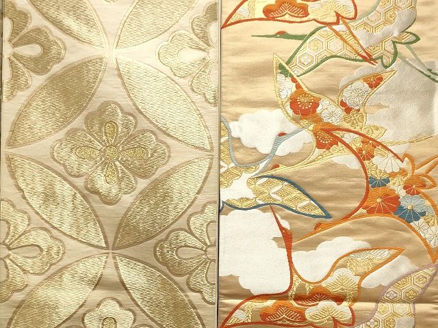 【袋帯】未使用品/本金箔煌めく＊西陣織＊鳳凰と鶴の吉祥文/花尽くし/424cm 平和屋本店□袋帯 西陣 まとめて100点 鳳凰 鶴 孔雀 人物 向かい