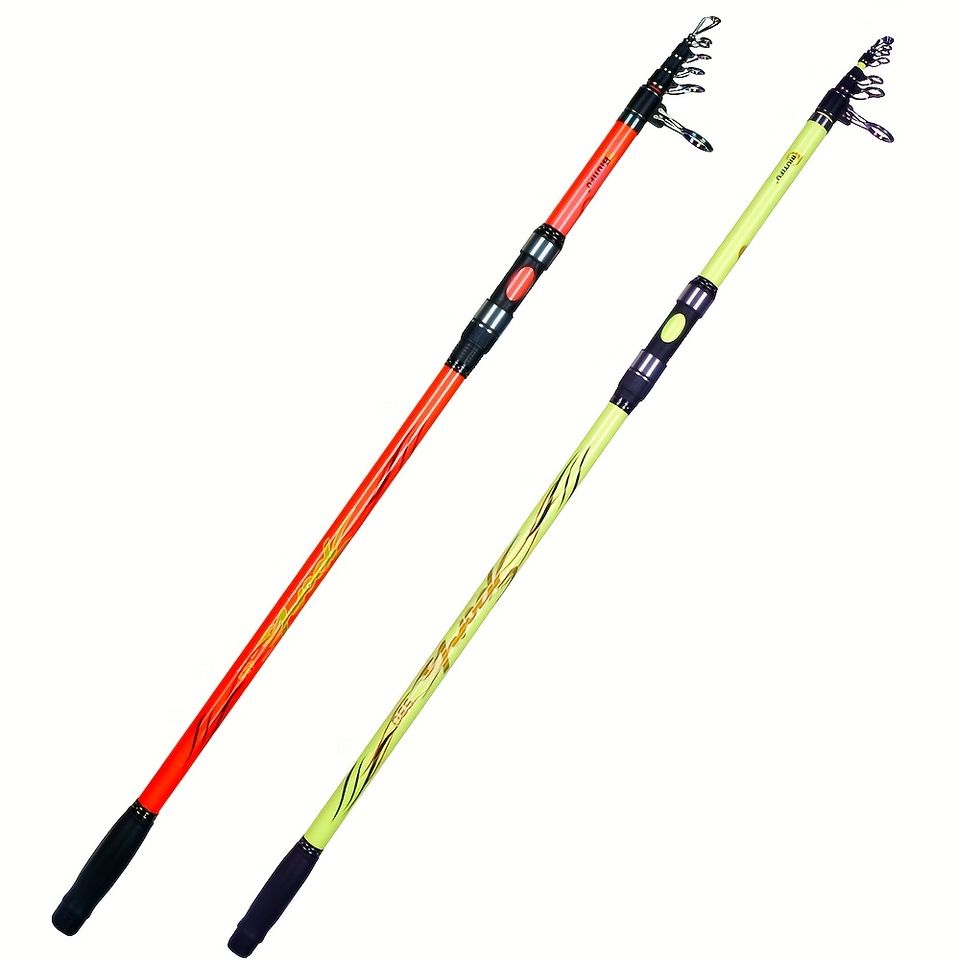 大物狙いに最適 高強度カーボン製 伸縮式釣り竿 4.25 mイエローハンドル