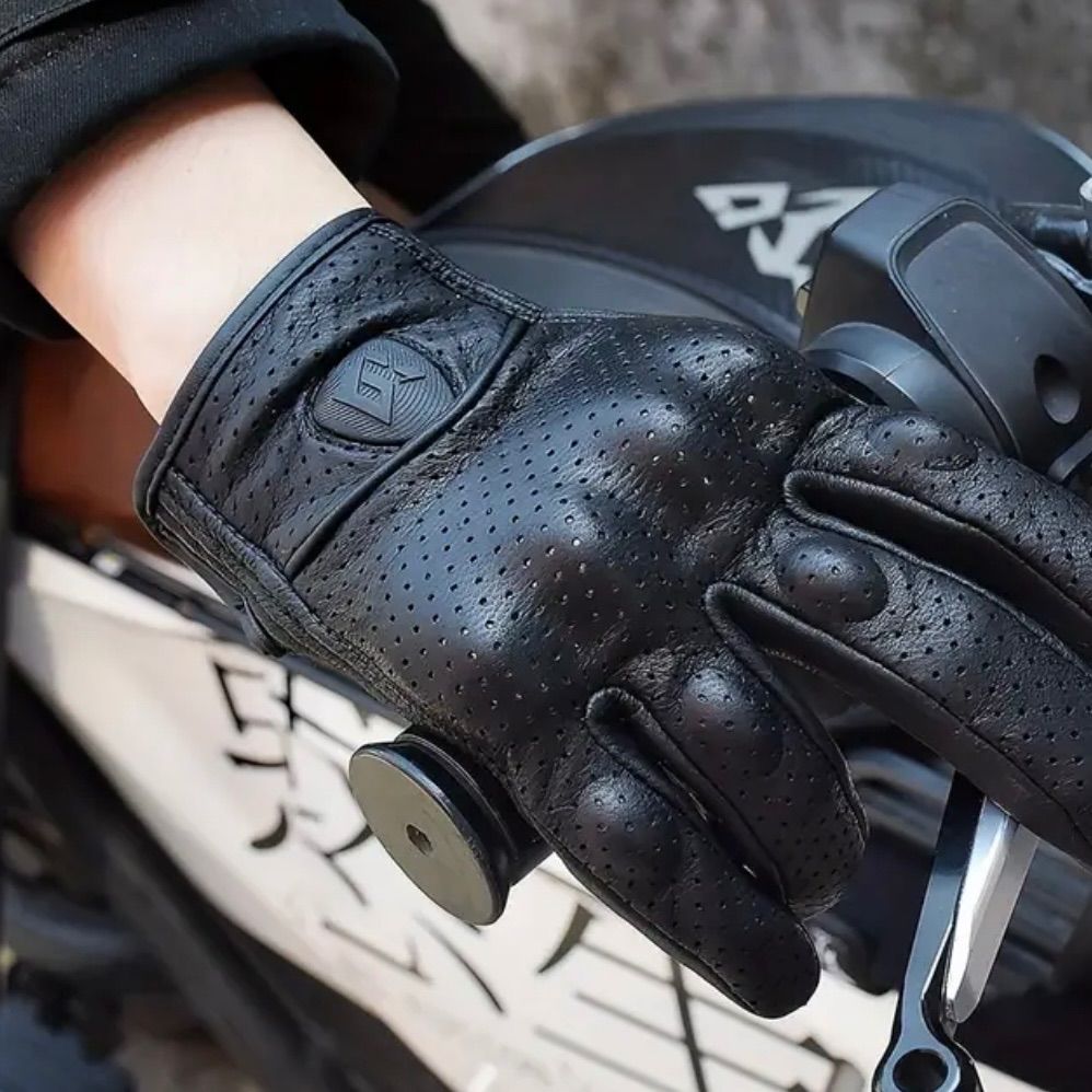 グローブ オートバイ用 真皮製 サマー フルフィンガー タッチ