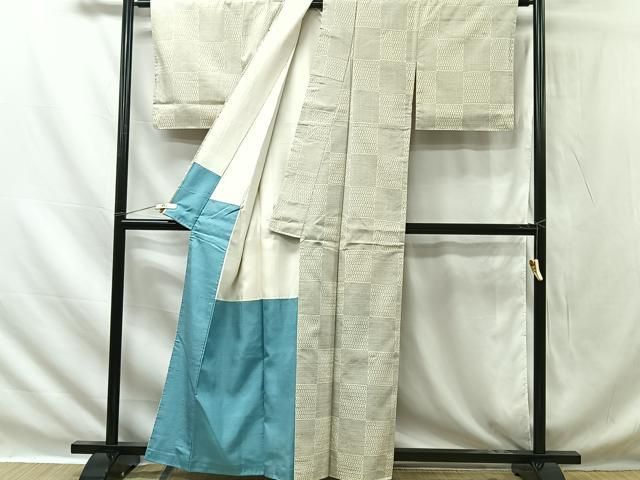 平和屋着物○結城紬 100亀甲 市松麻の葉文様 正絹 逸品 DAAS3990ps