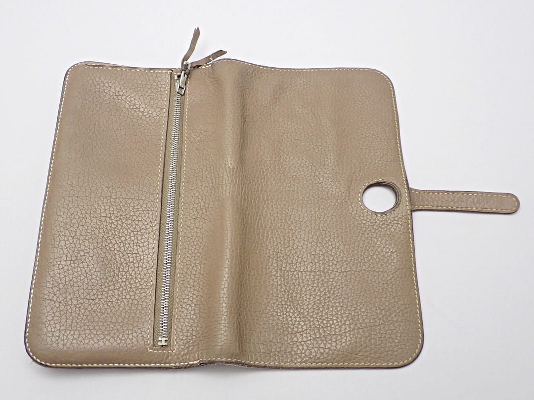 HERMES エルメス ドゴンロング 長財布 O刻印 エトゥープ シルバー金具