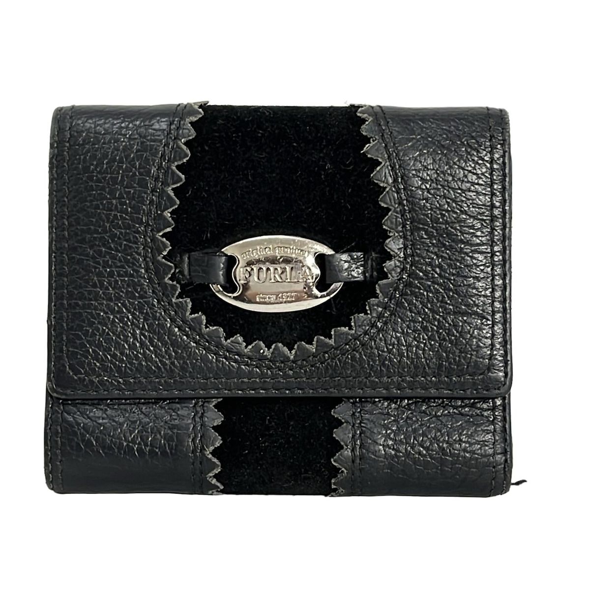 FURLA(フルラ) 3つ折り財布 - 黒 L字ファスナー レザー - メルカリ