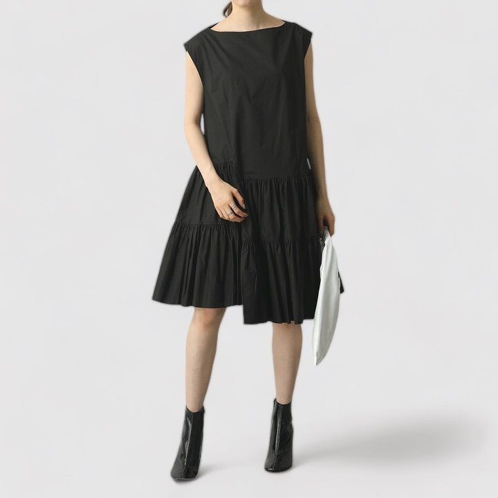 MM6 エムエムシックス アシンメトリック ラッフル ポプリン ワンピース  