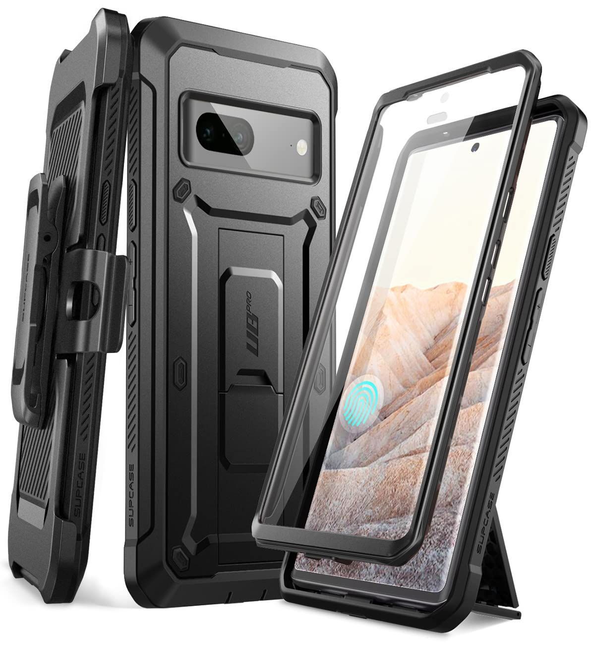 新品 SUPCASE GooglePixel7 ケース 全面保護 耐衝撃 米軍MIL規格取得 防塵デザイン 液晶保護フィルム付き 内蔵スタンド付き 腰掛けクリップ付属 黒 UBProシリーズ