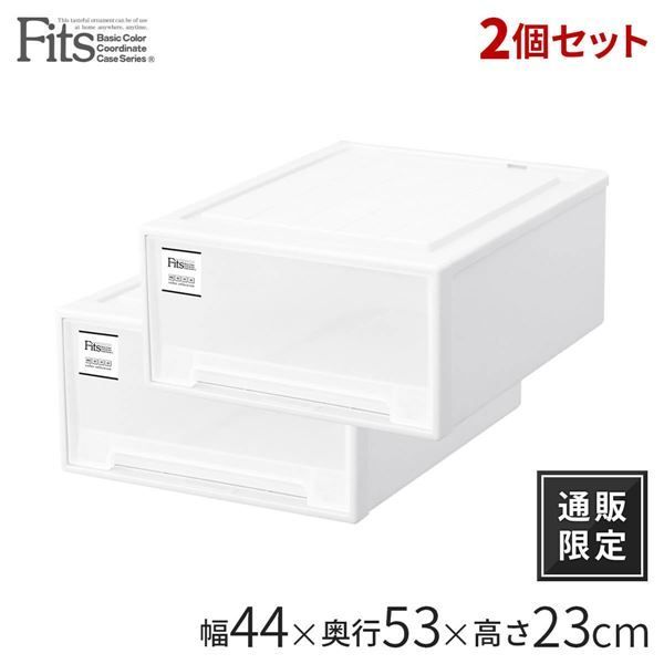 一番人気!! 衣類収納 収納ケース クローゼット ワイド M-53 ホワイト 2個組 幅44cm キャスター対応 天馬 Fits フィッツケース モノ ユニークな