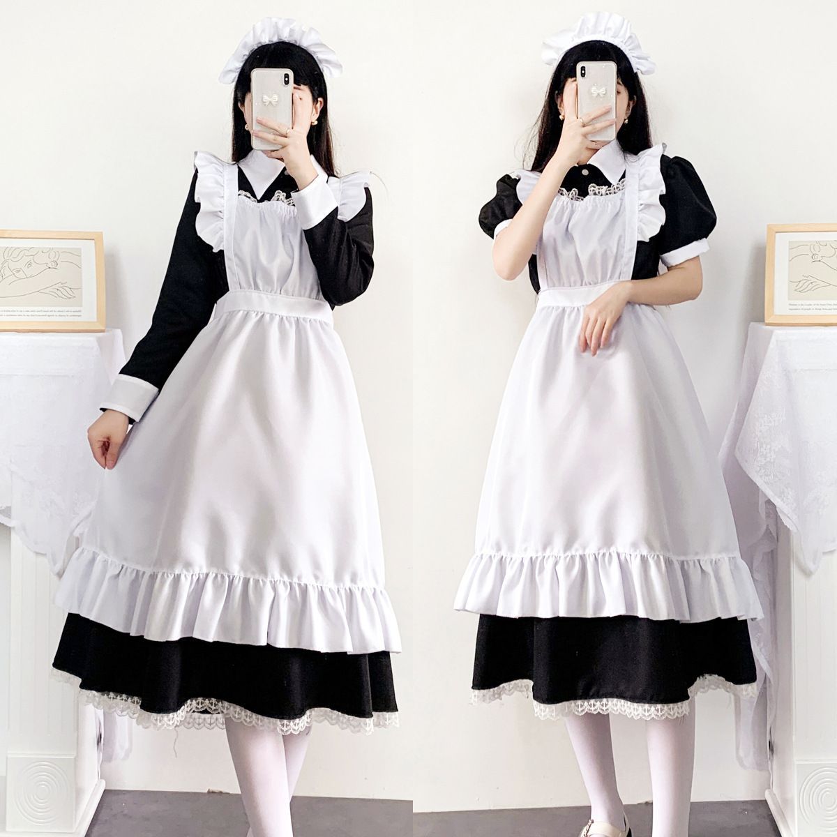 メイド服 ロング 英國風 ゴスロリ ワンピース コスプレ 仮装