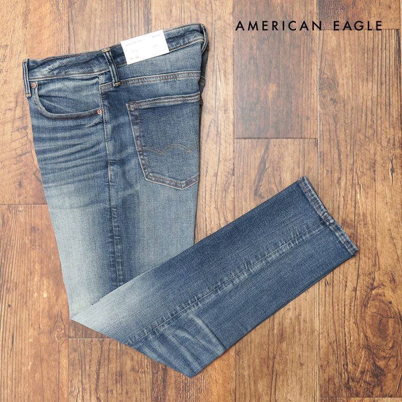 AMERICAN EAGLE/30インチ/デニムパンツ 0116-6403 ストレッチ ウォッシュ ダメージ ワイルド 美脚 新品/青/ブルー/ih266/