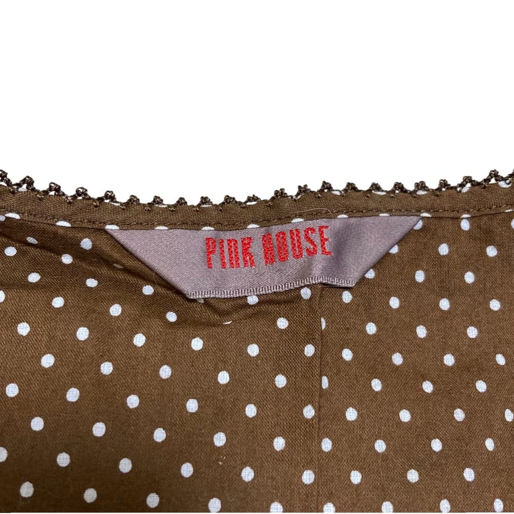 美品 PINK HOUSE ピンクハウス ドット柄 ノースリーブ フリル ブラウス シャツ ブラウン レディース 古着 中古 USED 美品 PINK HOUSE ピンクハウス ドット柄 ノースリーブ フリル ブラウス