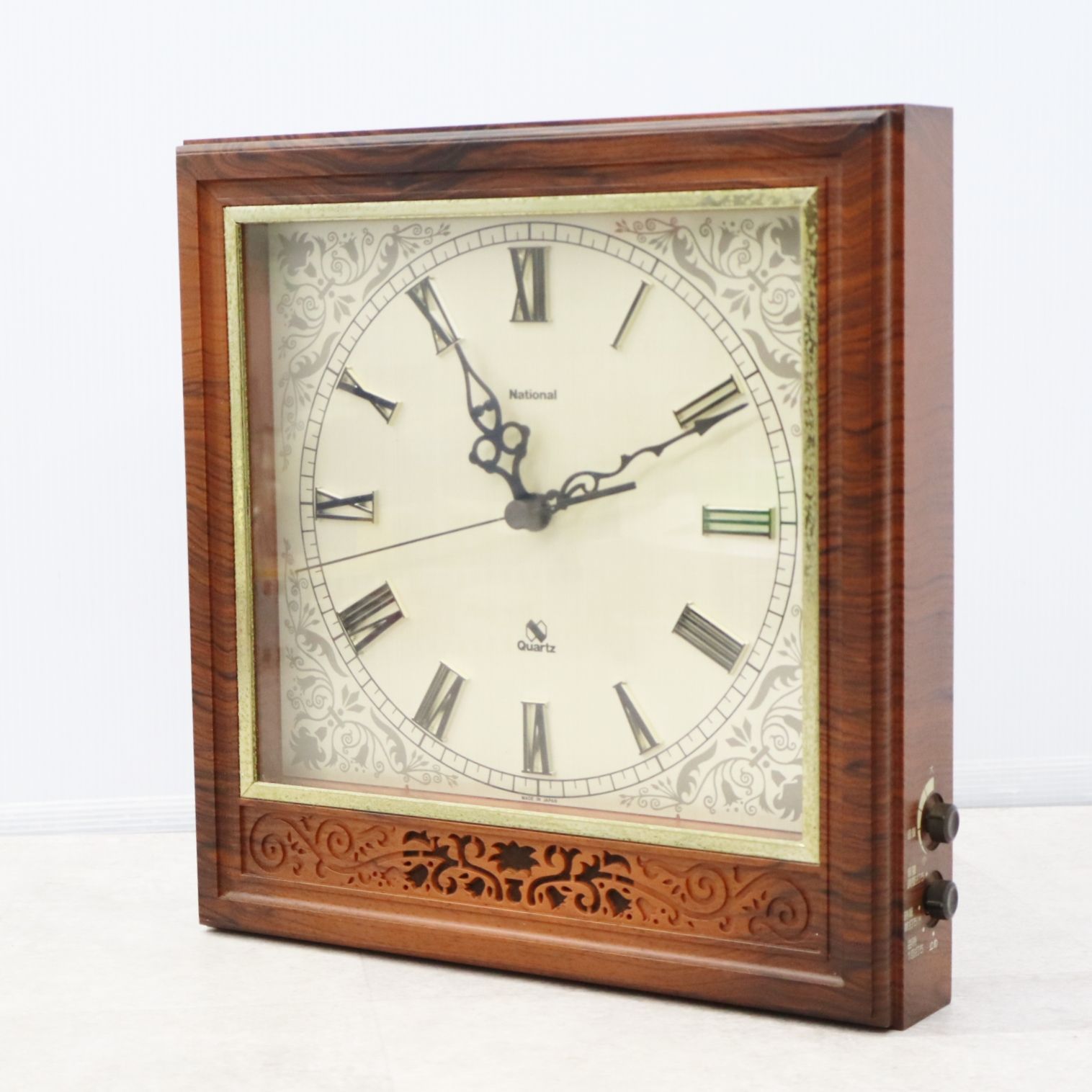 ナショナル 掛け時計 クォーツ改造済み 静音 アンティーク 電池式