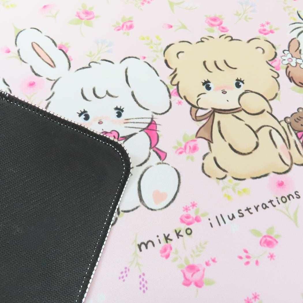 mikko illustrations 机マット デスクマット ピンク