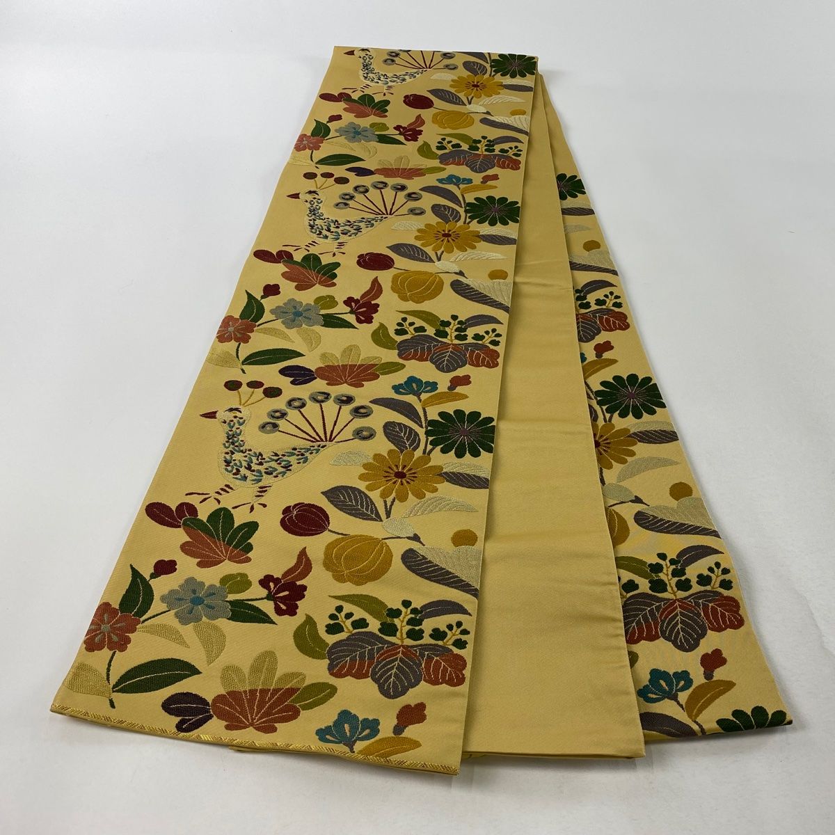 中古美品 袋帯 唐草花模様 金×緑系■N70805-6 中古美品 袋帯 唐草花模様 金×緑系□N70805-6 中古美品 袋帯