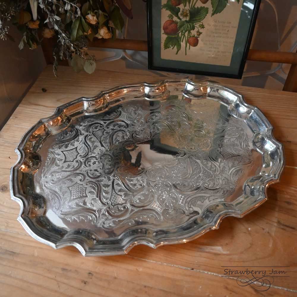 L3710-214 送料込 英国アンティーク シルバープレート キッチントレイ アクセサリー ディスプレイ トレイ イギリス