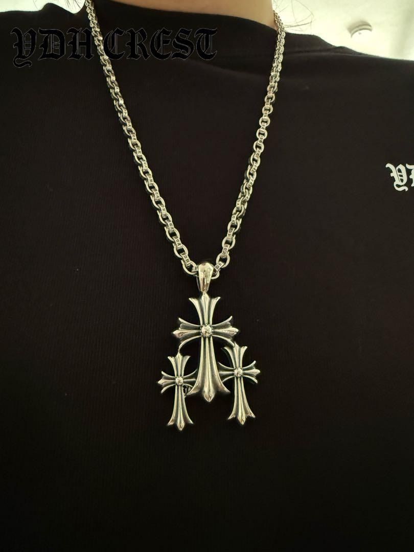 ⭐️SSSZJ ネックレス 大型3連ショベルクロスモチーフネックレス 刻印 
