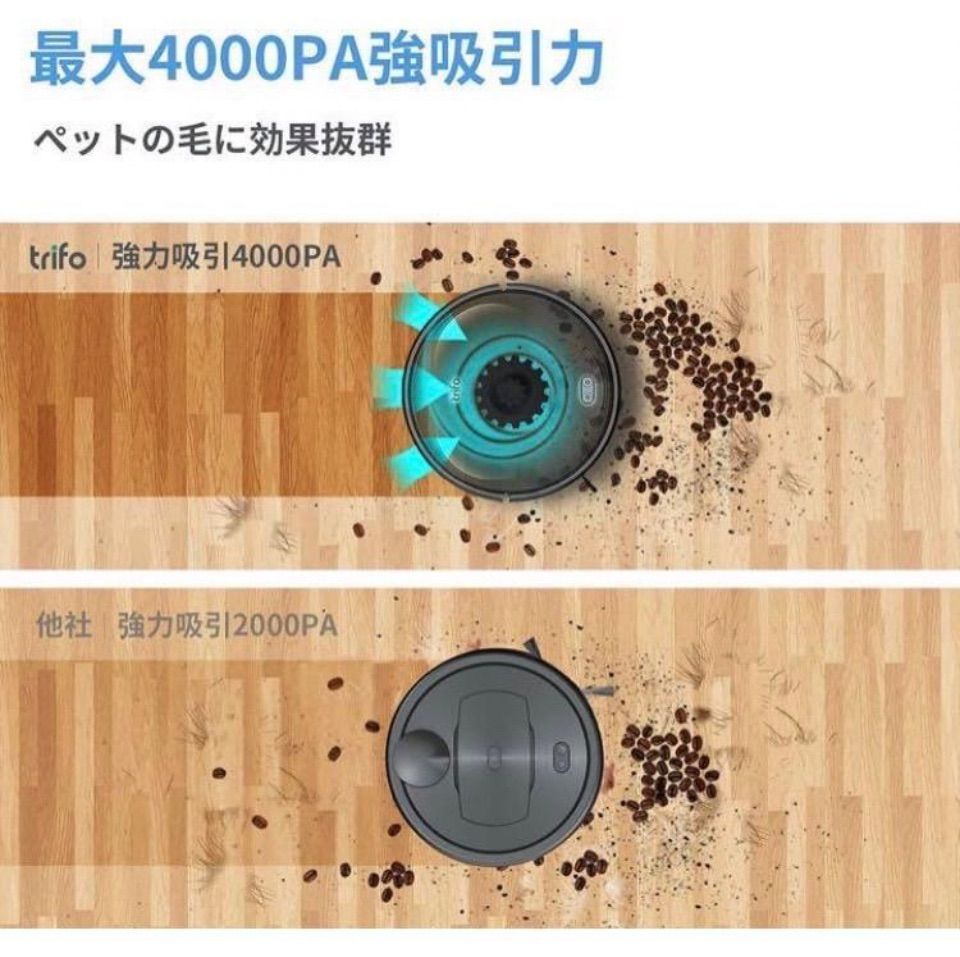 新品☆Trifo EMMA ロボット掃除機 4000Pa 水拭き A - メルカリ