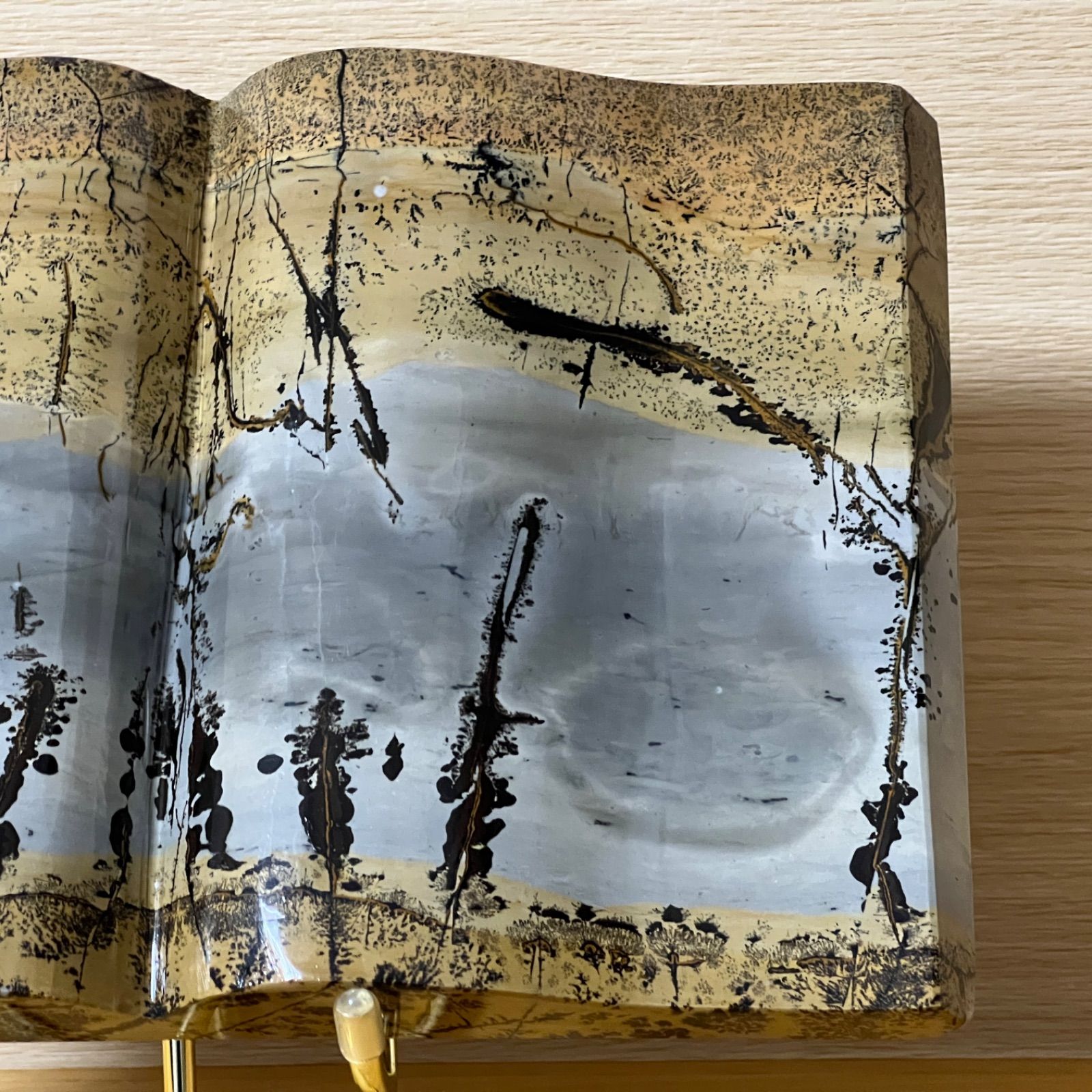 ⬛︎【１点物】ピクチャージャスパー 天然石 ブックスタイル 自然風景模様　台座付 ⬛︎【1点もの】ピクチャージャスパー 天然石 ブックスタイル