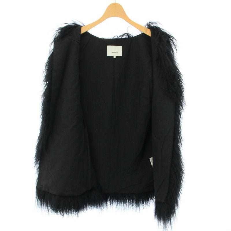 ゼロエイトサーカス 08SIRCUS tibet lamb fur vest チベットラムファーベスト ジャケット 前開きトッパー 1 S 黒  ブラック S16AL-LE03 /BB ■GY30