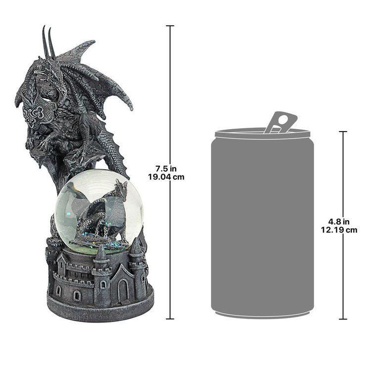 マラハイド城のドラゴン ゴシック風 ウォーターグローブ彫像 スノー