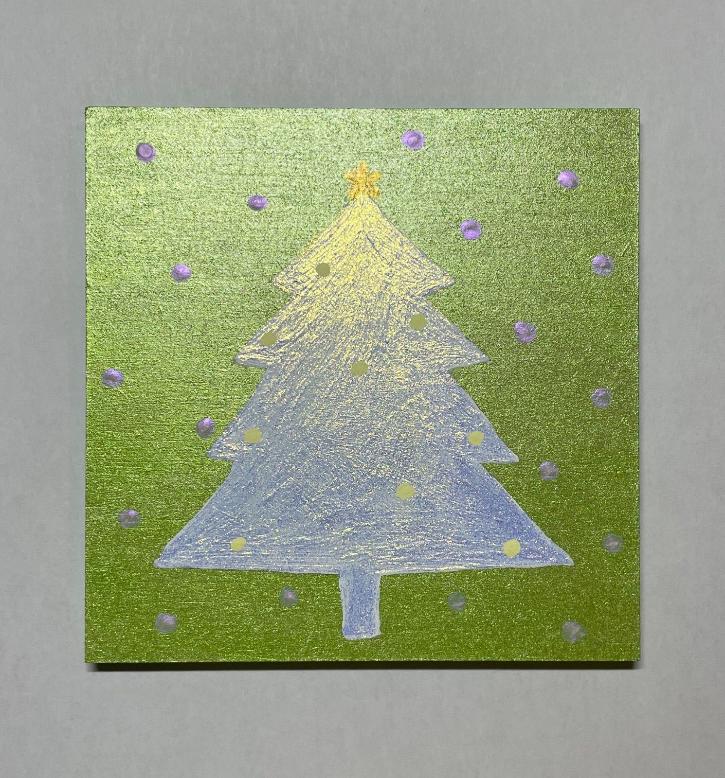 アクリル画 題名「クリスマスツリー」 小さなクリスマスツリー アクリルスタンド クリスマスツリー