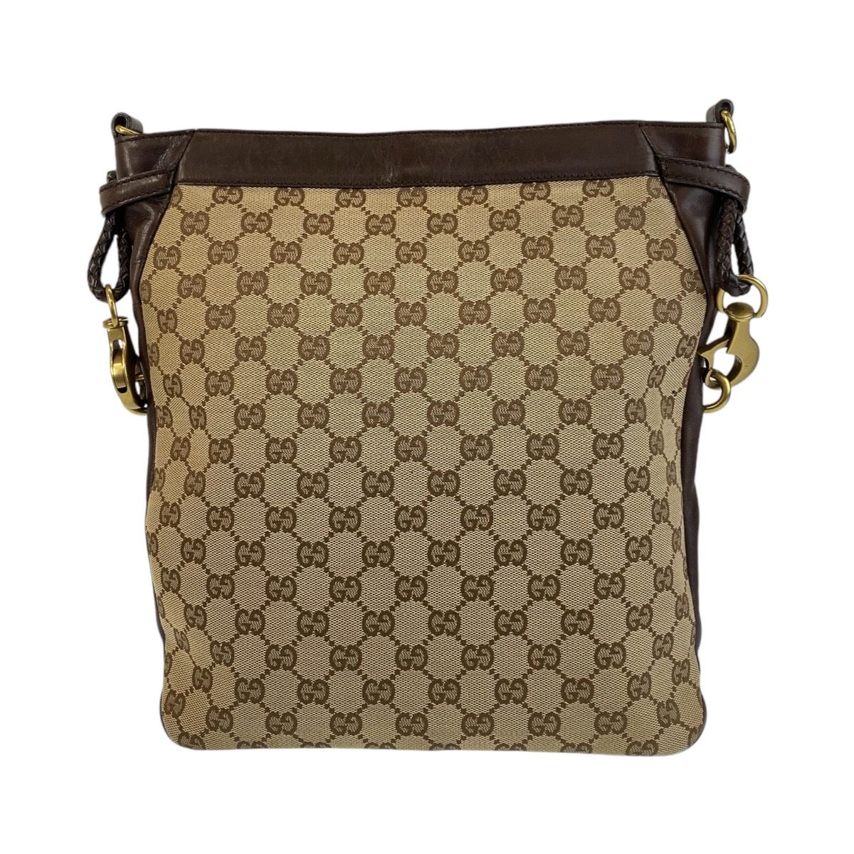 美品 GUCCI グッチ ブラウン ベージュ ゴールド金具 GGキャンバス/レザー 109097 斜め掛け ショルダーバッグ メッセンジャーバッグ  409552【中古】 - メルカリ