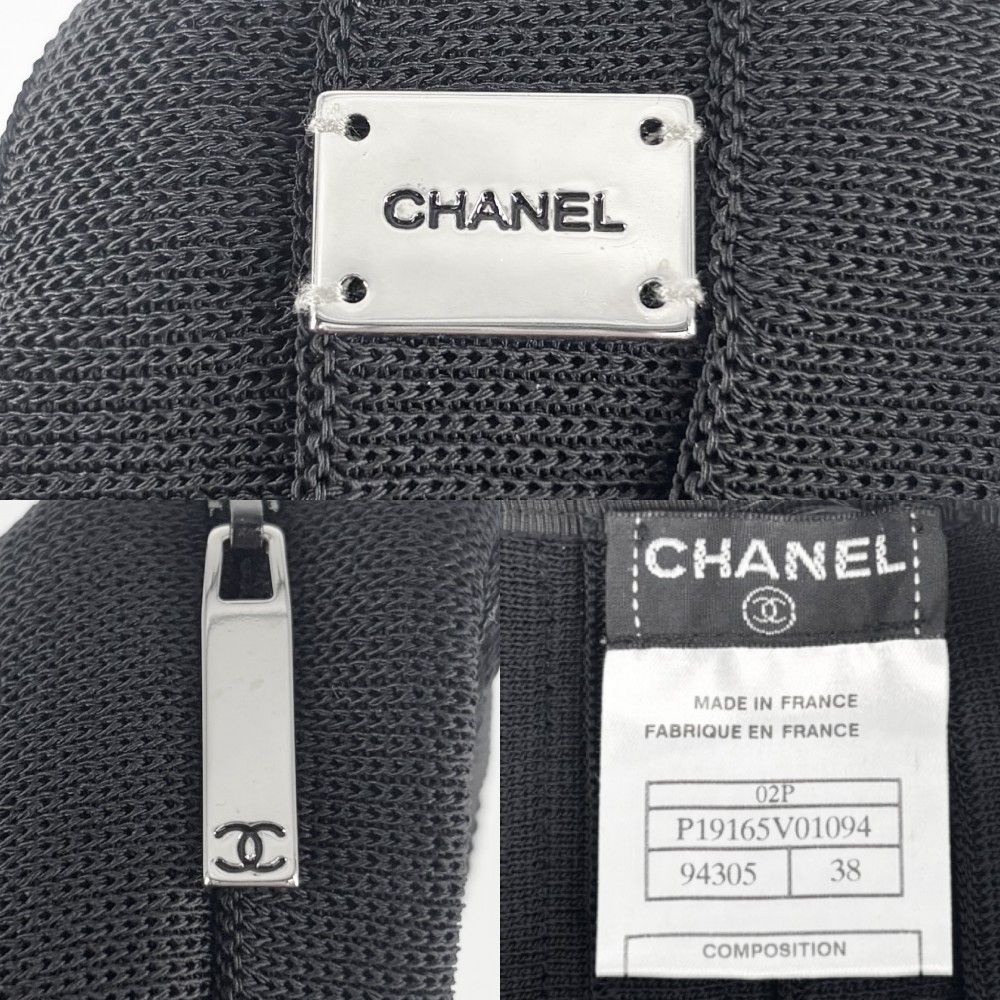 シャネル CHANEL スカート プリーツ シルバー ホワイト グレー
