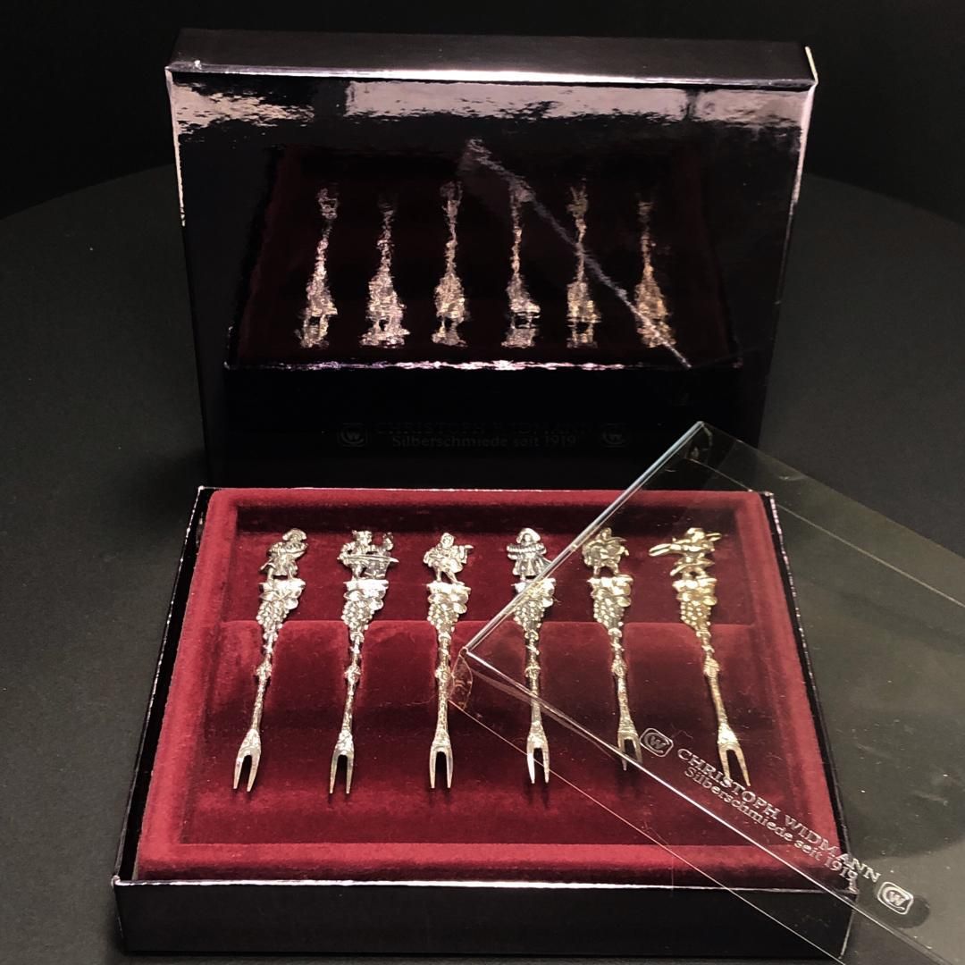 【美品・箱付き】クリストフ ウィドマン／SV925 銀製 デザートピック 6種 美品・箱付き】CHRISTOPH WIDMANN クリストフ ウィドマン