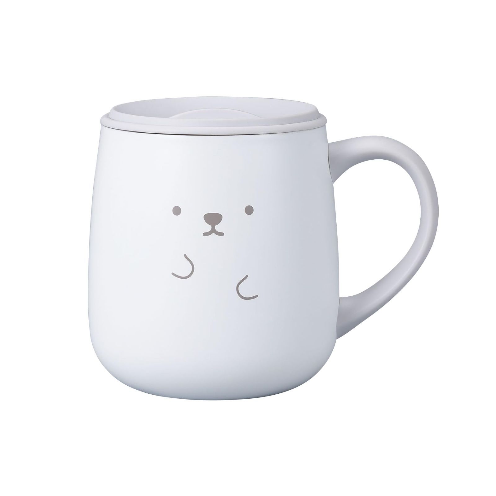 フタ付きステンレス保温マグ ANIBALL 大きめハンドルで持ちやすい シロクマボール 370ml 2層構造 真空断熱 スライド式フタ付き ステンレスマグ シービージャパン