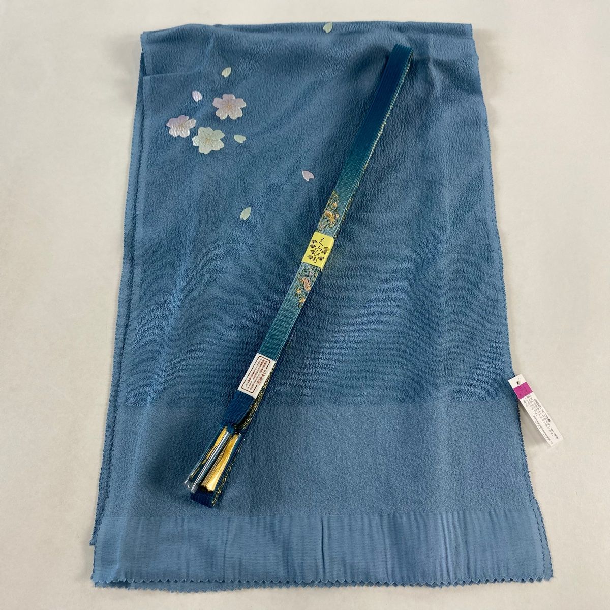 和装セット 優品 帯締め帯揚げ2点セット 青灰色 正絹 和装小物