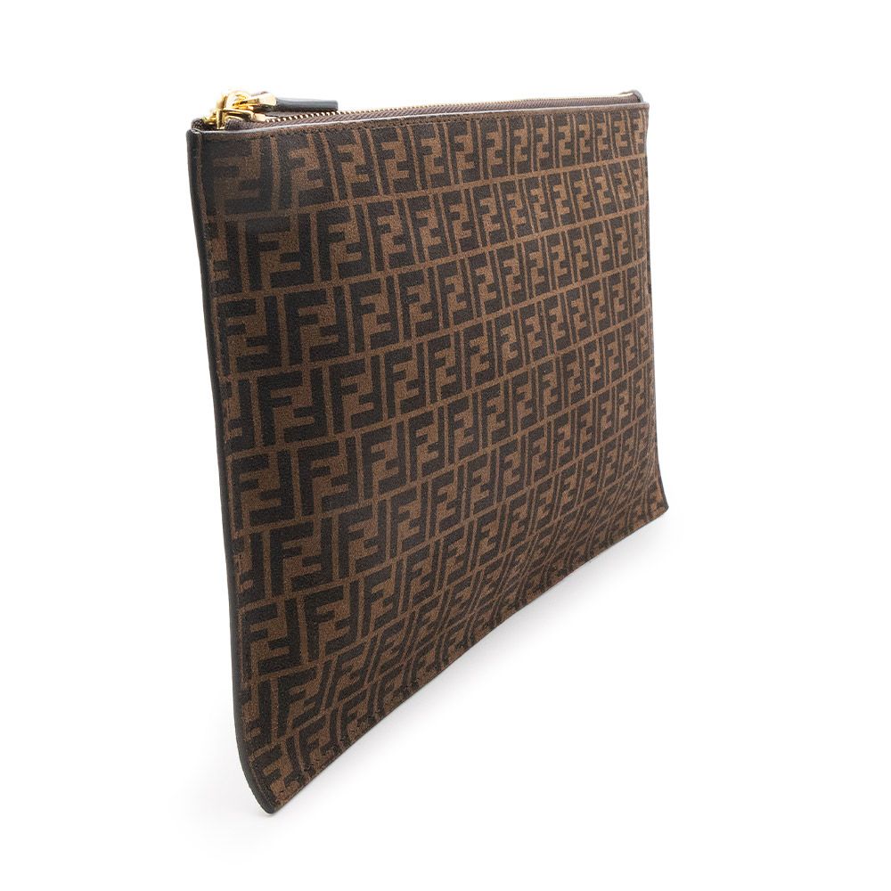 未使用 【フェンディ FENDI】ズッカ柄 ポーチ ハンドバッグ (レディース）8BR566 ブラウン sizeTU コーティングレザー　 ★LG1424★ フェンディ ズッカ ポーチの通販