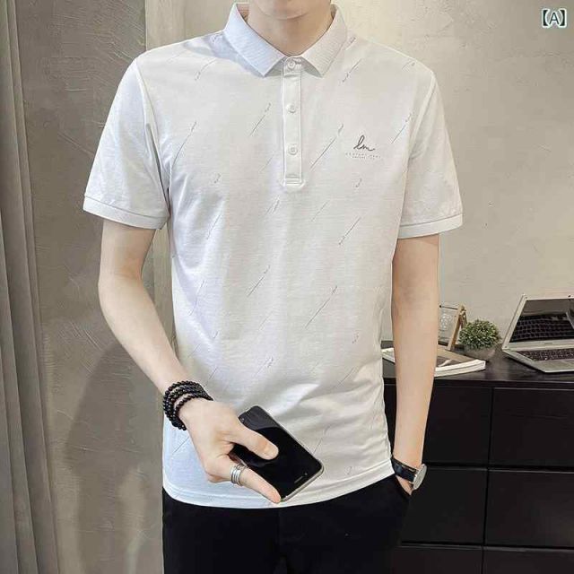 [XL]春 コーデ メンズ 用 服 シンプル ファッション オシャレ 大人 かっこいい 大きいサイズ ストリート 紳士服 プリント ポロ シャツ 半袖 ビジネス T シャツ トップス ポール カジュアル 