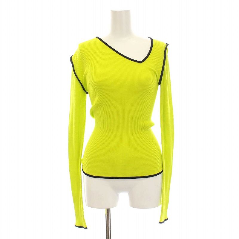 オペラ スポーツ Opera SPORT イブ シームレストップ EVE SEAMLESS TOP カットソー 長袖 S 黄緑 イエローグリーン 黒 YM GY30