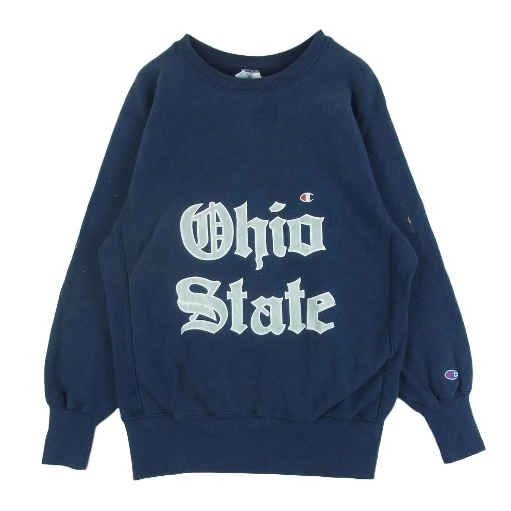 Champion チャンピオン ohio state reverse weave リバースウィーブ 80s 90s クルーネック スウェット ネイビー系 L【中古】