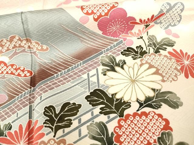 平和屋着物●豪華振袖　絞り　雪輪重ね花文　金彩　正絹　逸品　AAAY6518zg 平和屋着物○豪華振袖 絞り 雪輪重ね花文 金彩 正絹 逸品 AAAY6518zg