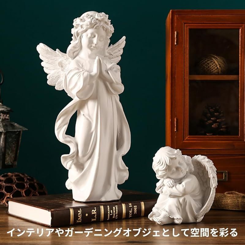 新品】 祈る天使像 天使 置物 ホワイト 大/中/小 樹脂製 平和 像