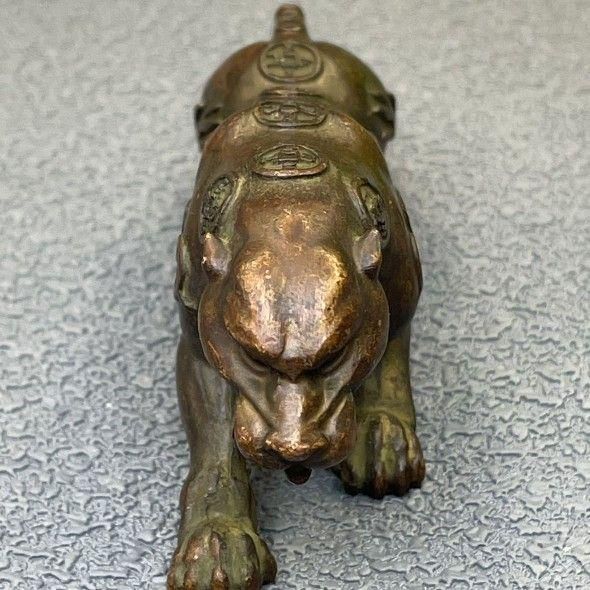 銅細工 金銭豹 書道具 文房具 装飾品 工芸品 美術品 置物 銅細工