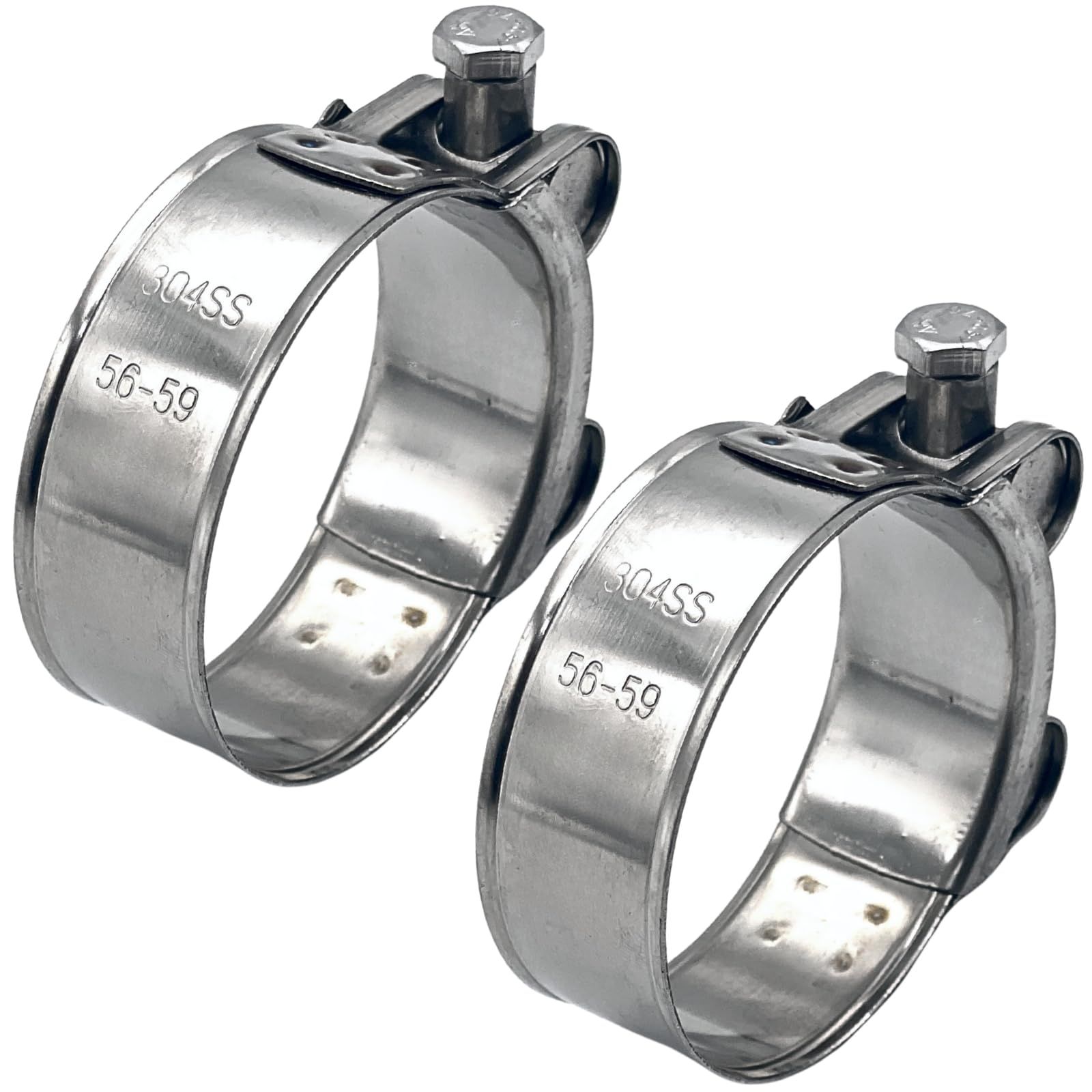 新品 nanomaru ステンレス マフラーバンド クランプ パイプ バイク オートバイ パーツ サイレンサー ボルト 汎用 固定 排気管 56-59mm 2個セット