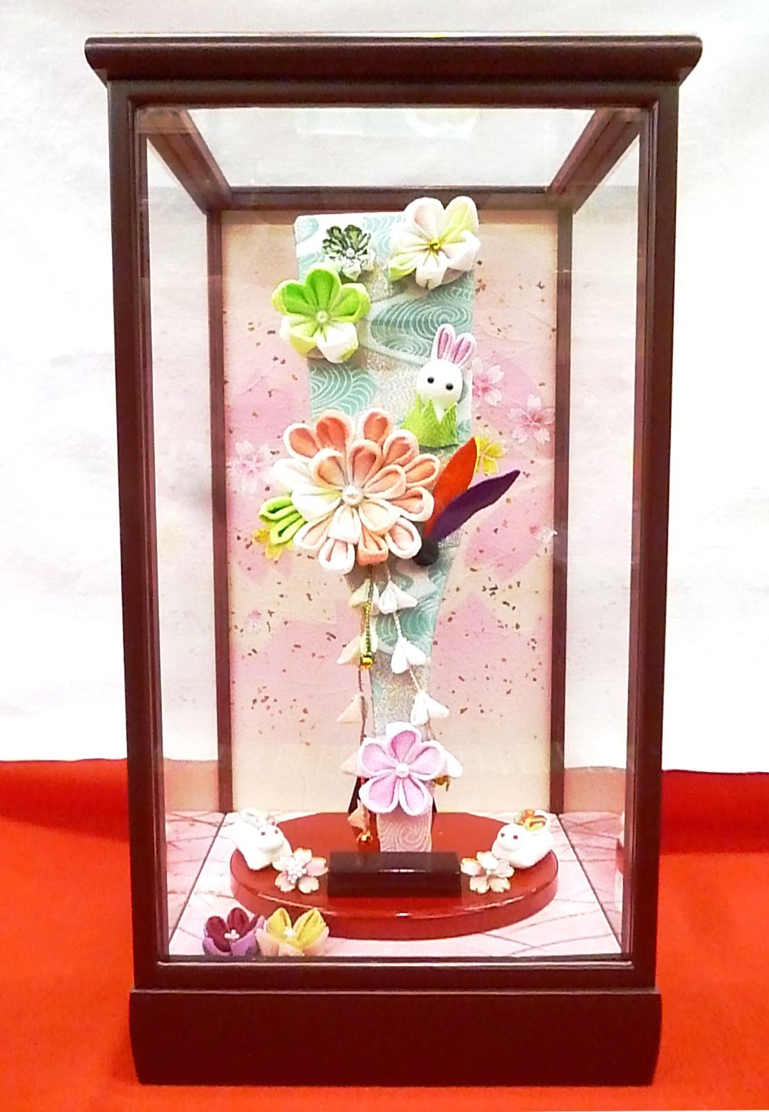 伝統正月飾り 江戸手づくり押絵 羽子板ショーケース25号 山水優美