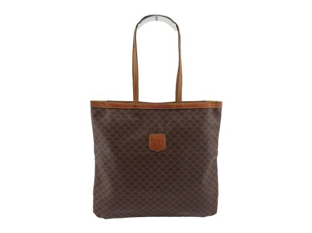 セリーヌ トートバッグ トート ショルダー バッグ レディース メンズ オールドセリーヌ マカダム ブラウン ベージュ PVC×レザー CELINE T22518