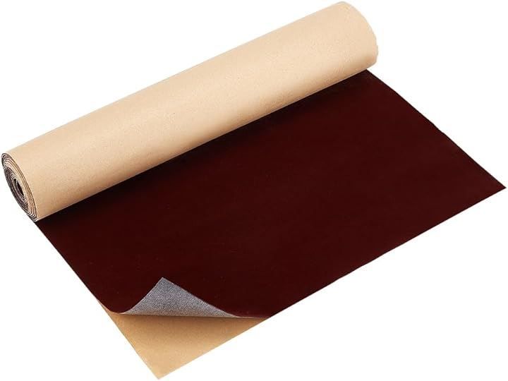 BENECREAT 3m巻 貼りビロード生地 粘着ベルベット生地 厚さ0.06cm ベロア 粘着ベルベット植毛ライナー 工芸品作り ジュエリーボックス装飾( サドルブラウン,  幅40cm)