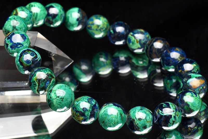 １点物 AAA ペルー産 アズロマラカイトインクリソコラ 9mm ブレスレット パワーストーン 天然石 _U7383