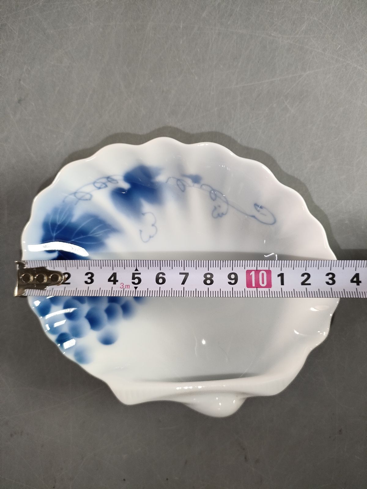 S2-4/有田焼/深川製磁/ブルーワイナリー貝型皿5客/飾皿/向付/懐石道具