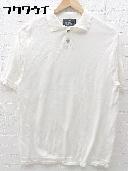 ◇ fujito × BEAUTY&YOUTH UNITED ARROWS 薄手 コットン ニット 半袖 ポロシャツ サイズL ホワイト メンズ  【1002800503162】