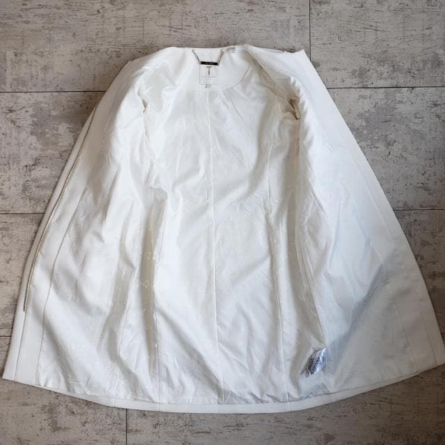テッドベイカー ☆ ノーカラー ロング コート 1 ホワイト TED BAKER