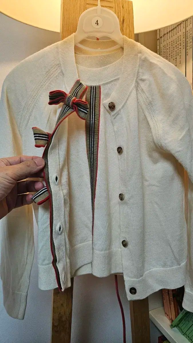 ★ BURBERRY バーバリー キッズ リボン 半袖 ニット カーディガン 8Y