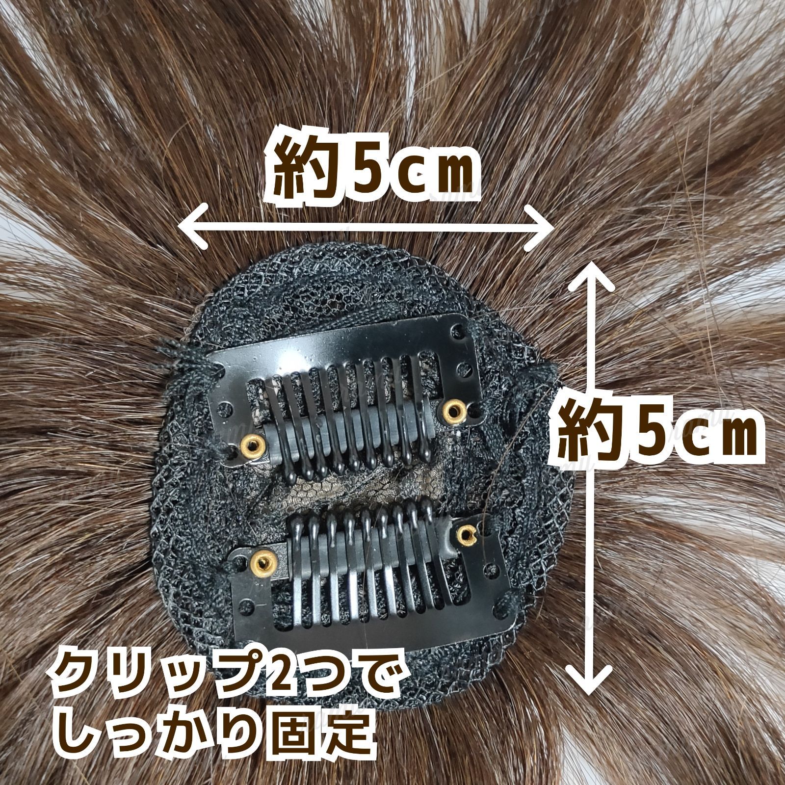 新品】高級人毛100％ 部分ウィッグ ヘアピース ナチュラルブラウン③