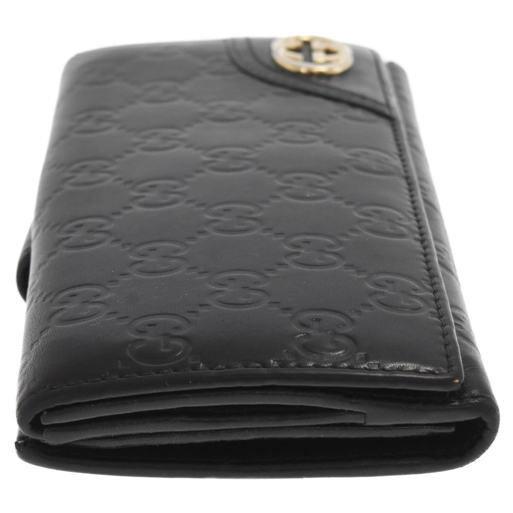 【美品】 GUCCI グッチ 長財布 GC ブラック 黒　箱付き GUCCI (グッチ) GGライン インターロッキング シマレザー長財布