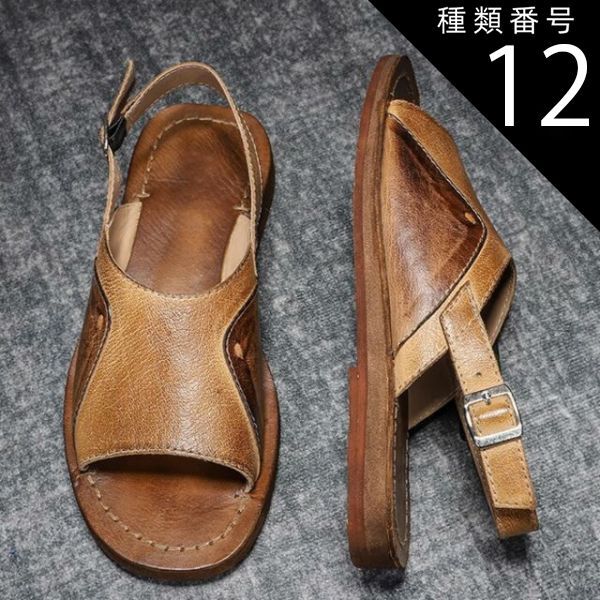 種類12 ブラック|27.5cm メンズ サンダル 本革 グラディエーターサンダル 2cm クラシック おしゃれ ブラック ダークブラウン ブラウン 柔らかい 蒸れない 夏 サマー おしゃれ 22cm 23cm 27.5cm 28cm