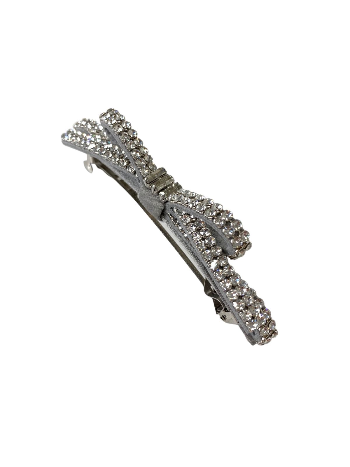 コンプレックスビズ　クリスタルメッシュバゲット スリムバレッタ　シルバー　グレー クリスタルメッシュバゲット スリムバレッタ | Complex Biz