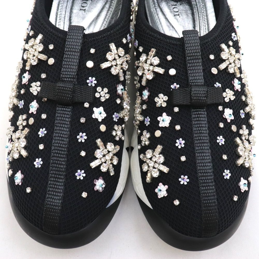 【メーカー直売】 Dior 花モチーフ 黒 スニーカー 靴